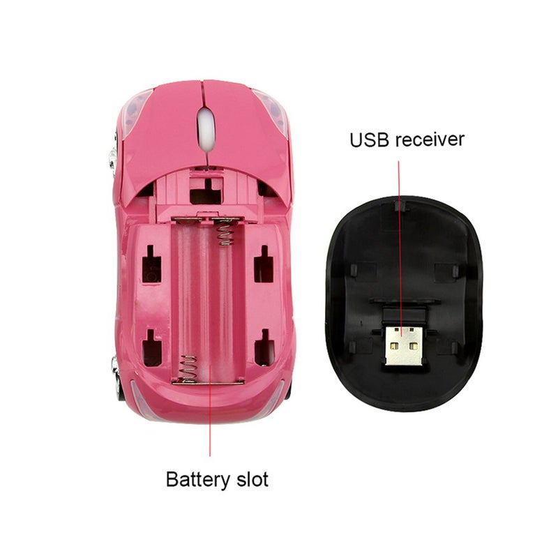 elec Space Usbkingdom Wireless Mouse, 2.4GHz Car Shaped Wireless Pink Mouse Cool 3D Ergonomic Optical Gaming Mice with USB Receiver for PC Laptop Computer Kids Girls Small Hands - Image 5